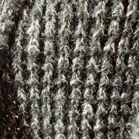 ANGELENO thick green knit cardigan sweater drop shoulder sleeveless size large - Picture 4 of 10